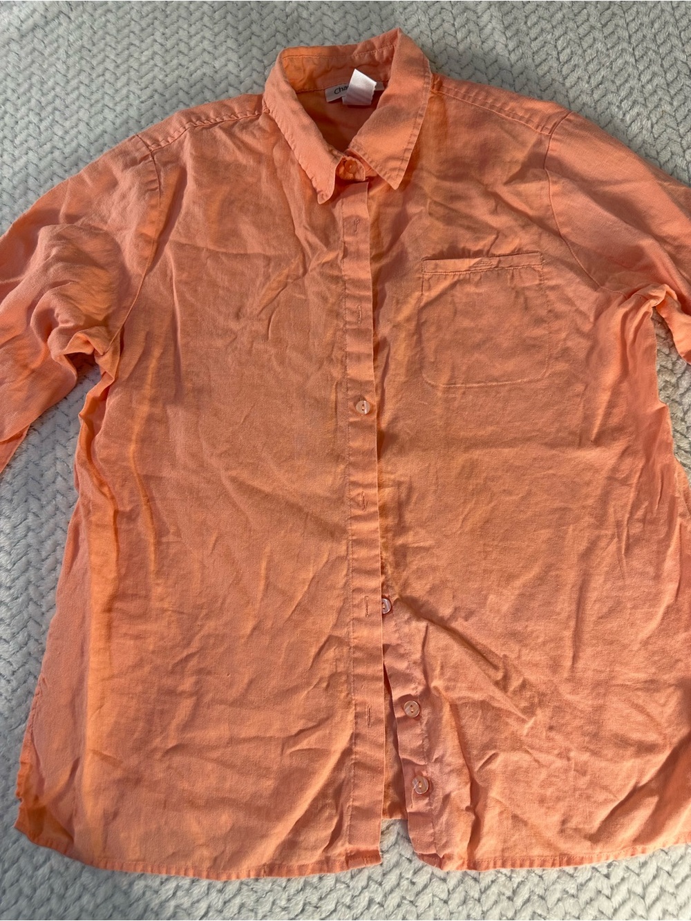 Chadwick's Coral Linen Button Down, Long Sleeve Shirt Women's Size 12